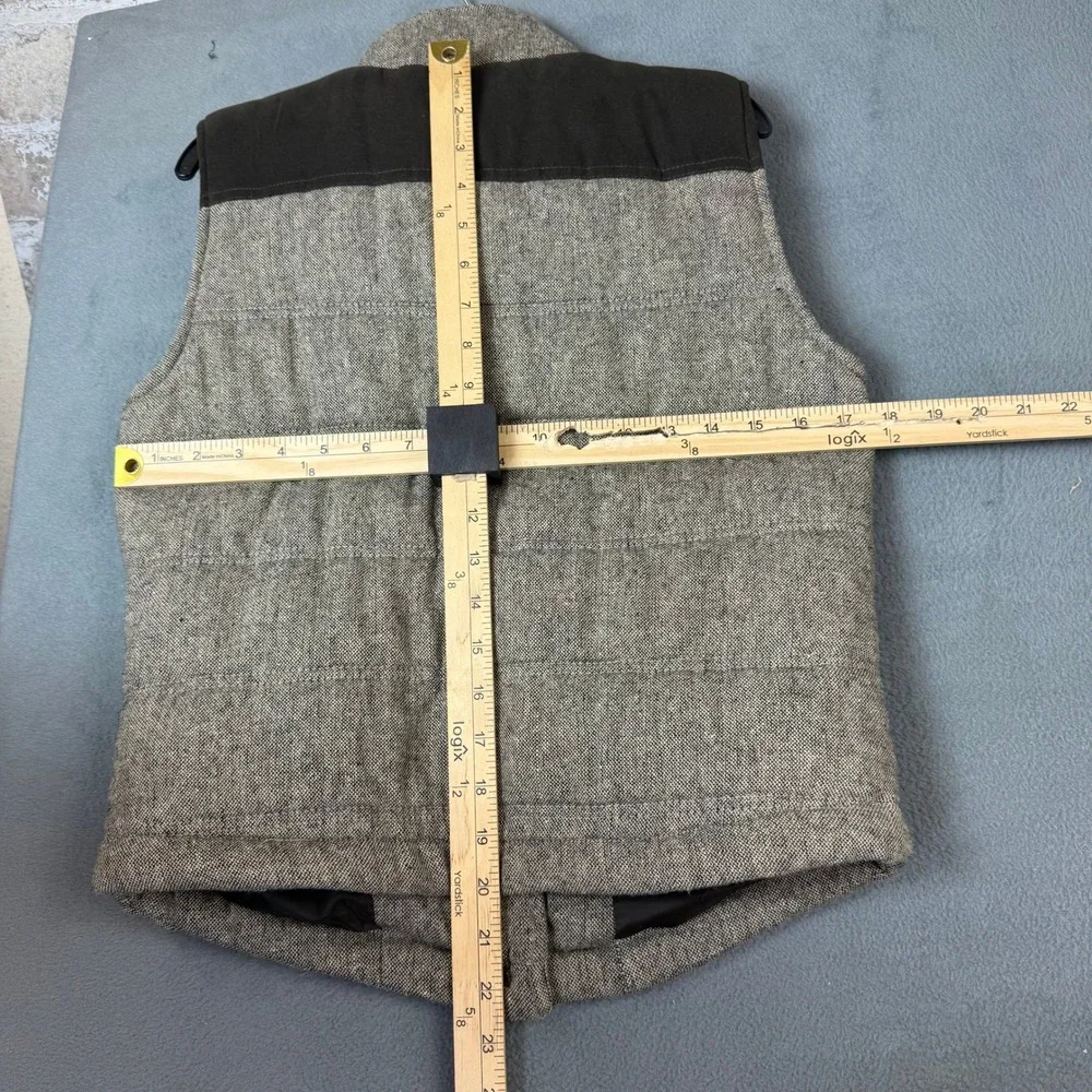 CASONO Kids Quilted Tweed Vest Brown Suede Accents Snap Front Size Youth Large